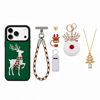 Ensemble cadeau de Noël personnalisé en gros : Étui de téléphone renne, bracelet de montre, porte-clés en cuir, accessoires de collier pour iPhone 17