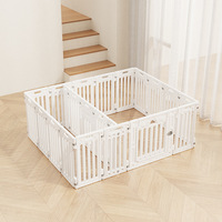 Clôture carrée en plastique pour animaux de compagnie, 65 cm de haut, niche d'intérieur avec fermeture à bouton-pression et plateau en plastique pour chiens de petite/moyenne taille, multifonctionnelle