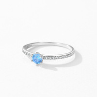 Ada Jewelry - Anillo de Plata de Ley 925 con Circonita Azul, Estilo Simple y Elegante para el Dedo Índice