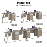 Bureau double poste avec tiroir verrouillable et meuble pour unité centrale, finition chêne clair, pour bureau d'équipe, vente en gros directe usine