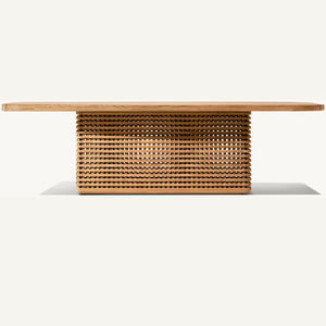 Mesa de comedor rectangular de diseño moderno en oferta, ideal para cenas con temática al aire libre, hecha de madera de teca resistente. - Product Image 1