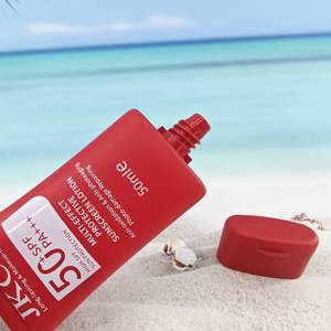 Tube cosmétique en plastique rouge avec bouchon à vis, pour crème solaire éclaircissante SPF50 PA, emballage pour soins de la peau, vente directe du fabricant. - Product Image 5