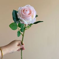 Echt Aussehende Seidenrose mit Einzelstiel, Große Blüte in Rosa-Farbverlauf, Künstliche Blume für Hochzeit, Chinesisches Neujahr, Blumenstrauß, Heimdekoration, Modern