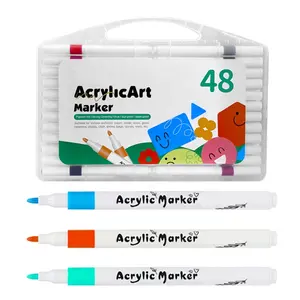 Spidol cat akrilik 12/18/24/36/48 warna, spidol seni lukis untuk perlengkapan menggambar seni di semua permukaan