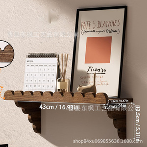 Wooden <b>Wall</b> <b>Mounted</b> <b>Shelf</b> Rectangle 1 Tier Living Room Storage Display Rack For Plants Photos Decor - Product Image 3