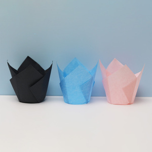 Vasos desechables de papel para hornear, vasos de <span class=keywords><strong>tulip</strong></span>án marrón para cupcakes, pasteles, magdalenas - Product Image 3