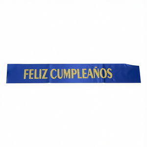 Banderín de Feliz Cumpleaños Azul con Letras Doradas, Banderas de Fiesta Clásicas Impresas en Serigrafía de Plástico, Paquete de 12 Unidades - Product Image 2
