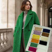 Nouvelle Arrivée Prix Usine Automne Hiver Tissu Bouclé Tweed Vert Vif en Laine Mohair Alpaga pour Manteau Vêtement d'Extérieur Costume