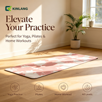 Tapis de yoga professionnel écologique en TPE épais, insonorisant, antichoc, antidérapant, avec logo personnalisé, effet tie-dye, texture marbrée.