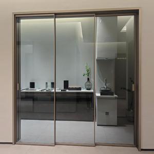 Cửa trượt không ray hiện đại tối giản bằng hợp kim nhôm mỏng & sợi thủy tinh, dùng làm vách ngăn phòng cho phòng khách, phòng ngủ, nhà để xe & trung tâm thương mại - Product Image 2