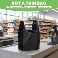 Sac en plastique noir imprimé en héliogravure, recyclable, avec poignée gilet, pour supermarchés et expositions