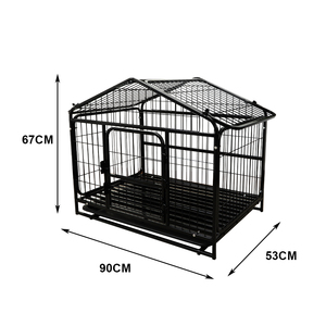 Nhiệm vụ nặng nề cường độ cao Cửa Đôi Chó kennel Crate ngoài trời lớn màu đen kim loại ráp con chó lồng - Product Image 6