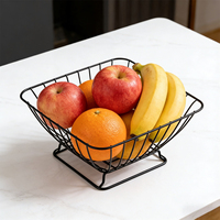 Cesta de Frutas em Metal Preto DaS para Armazenamento de Frutas na Bancada, Suporte Decorativo para Vegetais para Cozinha e Mesa de Jantar