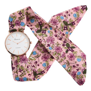 นาฬิกาควอตซ์ลายดอกไม้สำหรับผู้หญิง,นาฬิกาข้อมือสายผ้า Jacquard สำหรับผู้หญิง Relogio Feminino - Product Image 6