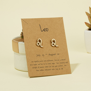 Bijoux fins tendance en argent Sterling 925, boucles d'oreilles symbole en argent signe du zodiaque astrologie <span class=keywords><strong>Horoscope</strong></span> plaqué or - Product Image 6