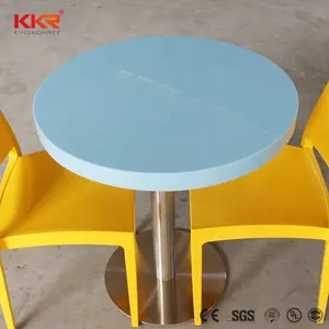 Whole sale acrylic tables blue high gloss dining table used restaurant table and chair