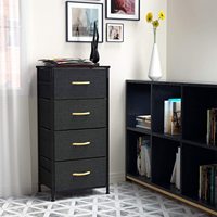 Commode de rangement à 4 tiroirs pour chambre à coucher Bacs en tissu Tour en plastique pour chaussures Literie Vêtements Jouets Four à micro-ondes pour le salon