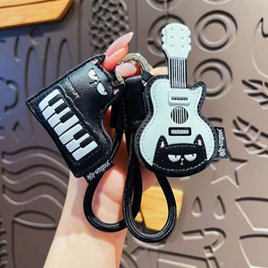 Leather Guitar <b>Keychain</b> Piano Charm Cute Bag Pendant for Girls Wholesale 2026 - Product Image 1