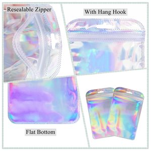 Tùy Chỉnh Thiết Kế Chất Lượng Cao Cầu Vồng Màu Rõ Ràng Mờ Bộ Đồ Ăn Nắp Kéo Bao Bì Dài Holographic Túi Cho Beadable Bút - Product Image 3