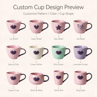 Mug à café en céramique personnalisé nordique, tasse en céramique 3D gaufrée Lèvres, mignonne tasse à baiser, cadeau de Saint-Valentin avec logo