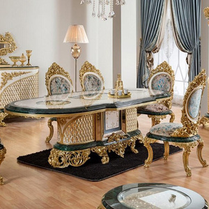Commercio all'ingrosso stile reale medio-orientale di lusso oro nero <span class=keywords><strong>tavolo</strong></span> da pranzo <span class=keywords><strong>e</strong></span> sedia mobili Set <span class=keywords><strong>tavolo</strong></span> da pranzo Set per 8 - Product Image 5