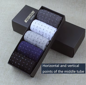 Alta qualidade dos homens Personalizados Tripulação Meias Spandex/Nylon/Mistura de Algodão Respirável Impressão Digital Corpo Negócio Meias Azul Gift Box - Product Image 3