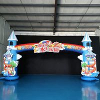 Arco Inflable Gigante Personalizado con Pancarta de Arcoíris y Personajes de Dibujos Animados para Parques Acuáticos y Entradas de Áreas de Juegos Infantiles