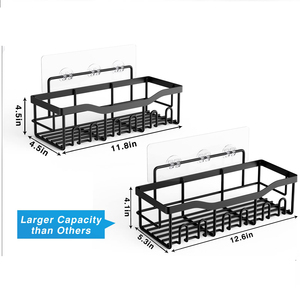 Paquete de 5 estantes de ducha de metal adhesivos, sin perforación, resistentes al óxido, estilo moderno, para colgar en la pared del baño - Product Image 6