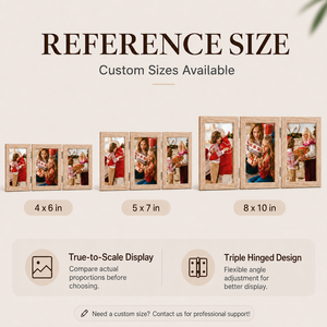 Cadre photo triple pliable en bois, personnalisable, avec charnières, pour souvenirs <span class=keywords><strong>de</strong></span> <span class=keywords><strong>famille</strong></span> et décoration <span class=keywords><strong>de</strong></span> table - Product Image 5