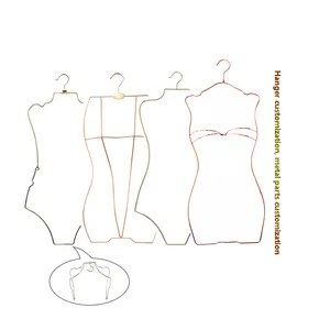 Custom Clothes Wire Hanger Metal Foldable Swimsuit Body Shape Metallic Llinear Bikini Hangers Space Saving By Factory