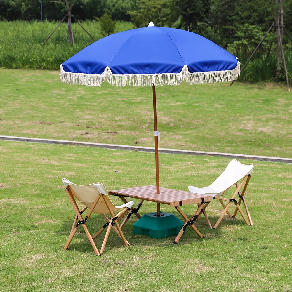 2m diameter ecofriendly luxury custom tassel beach umbrella with tassels ideal for beach and garden use