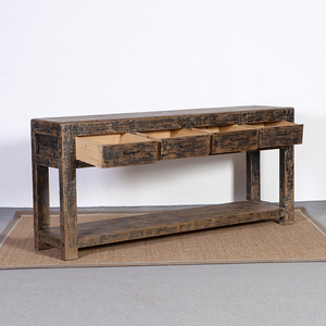<span class=keywords><strong>Table</strong></span> <span class=keywords><strong>console</strong></span> vintage pour salon, en bois massif noir vieilli, style <span class=keywords><strong>shabby</strong></span> chic, avec 4 portes - Product Image 2