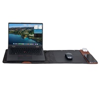 Sacoche multifonctionnelle universelle en similicuir pour tablette et souris, avec chargement sans fil, pour ordinateur portable 13-16 pouces