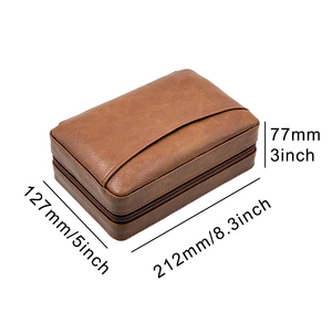 Humidor portátil de madera de cedro y cuero de lujo, caja de viaje para cigarros de <span class=keywords><strong>hombre</strong></span>, gran idea de regalo - Product Image 2