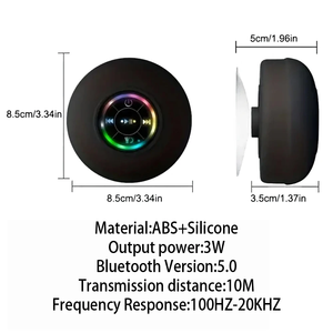 Altavoz Bluetooth para Ducha <span class=keywords><strong>con</strong></span> Luces RGB, Impermeable, Sonido Estéreo Inalámbrico, Soporte <span class=keywords><strong>con</strong></span> Ventosa para Baño, Piscina, Hogar y Exteriores - Product Image 5