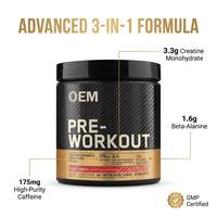 Poudre Pré-Entraînement Professionnelle 300g Saveur Punch aux Fruits Caféine Créatine Bêta-Alanine Supplément Énergie Concentration Usine OEM ODM