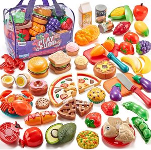 Frutta e verdura in plastica per bambini gioco finto gioco per bambini Set di taglio cibo da cucina giocattoli - Product Image 1