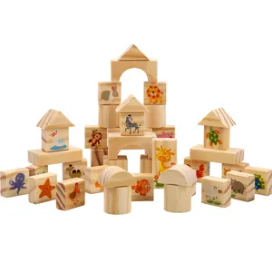 Wholesale 42pcs Animal wooden enlighten education building blocks 2020 new design early education kids toys