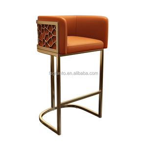 Silla de Bar de Metal moderna de alta calidad, taburete alto de cuero con respaldo de panal, sillas de mostrador de cafetería - Product Image 6