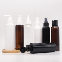 Botol Kosmetik Amber Ramah Lingkungan dari Plastik PET 100 120 150 200 250 300 400 500ml dengan Semprotan Lotion Bambu