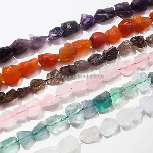 40cm Natural Real Gemstones Beads with the Shape of Pearl Powder Amethyst Crystal for Jewelry Making