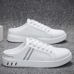 Zapatillas Mule Blancas Sin Cordones para Hombre, Parte Superior de PU Transpirable, Suela Gruesa Antideslizante, Zapatos Casuales para Caminar, Moda Urbana - Product Image 3
