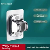 Support de Douche Mural en Chrome Non Perforé Réglable à Plusieurs Niveaux Base Fixe Universelle Auto-Adhésive