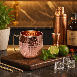 Premium <b>Copper</b> Moscow Mule Mug with Hammered Finish for Cocktail Serving Bar <b>Accessories</b> <b>Kitchen</b> and Home Use - Product Image 3