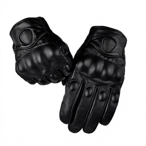 Guantes de cuero para hombre, guantes de invierno para ciclismo, estilo pull-on, color negro, antideslizantes - Product Image 1
