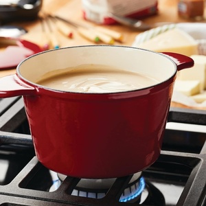 Ensemble de pot à fromage en fonte émaillée, pot à <span class=keywords><strong>fondue</strong></span> et à ragoût multi-usages avec brûleur à alcool, ustensiles de cuisine à domicile (2,5 L) - Product Image 3