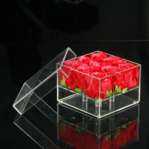 Acrylic Modern Square Rose Flower Box with 9 Holes for Customized Store Display Stand - Product Image 3