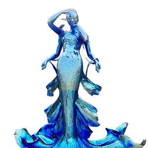 Paslanmaz çelik denizkızı heykel, oceanmirror ayna elektroliz şekil heykel, paslanmaz çelik şekil heykel süs - Product Image 6