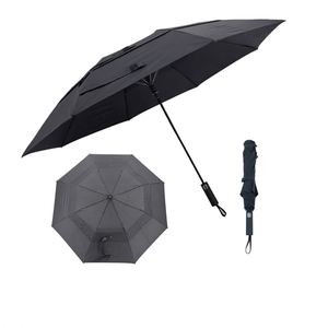 Paraguas de Lluvia Compacto de Alta Calidad, Negro, de 2 Pliegues, Resistente al Viento, con Doble Capa Portátil - Product Image 1