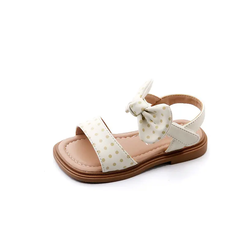 Novedad de verano, línea de lunares con lazo retro para niñas con versión coreana de zapatos de playa para niñas